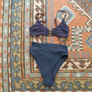 Blue Aerie Bikini with Gold Detail in Small